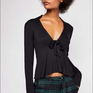 Free people black plunge party favor top